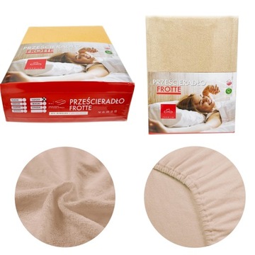 Prześcieradło z Gumką Frotte Odcienie Beżu BEŻ PREMIUM 160x200cm Bawełniane
