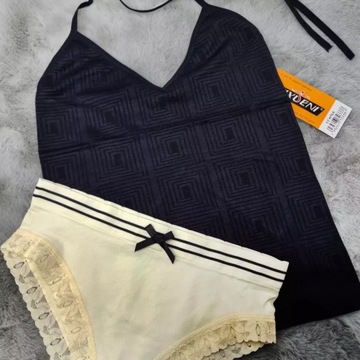 Piżama damska koszulka top + beżowe figi CAROLINE