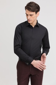 Czarna elegancka koszula na spinkę rozmiar 176-182/44