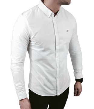 Koszula slim fit biała Tommy Jeans DM0DM09594 YBR White Oxford - L