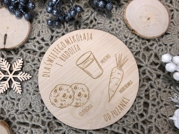 DREWNIANY TALERZYK dla ŚW. MIKOŁAJA OZDOBA + imię