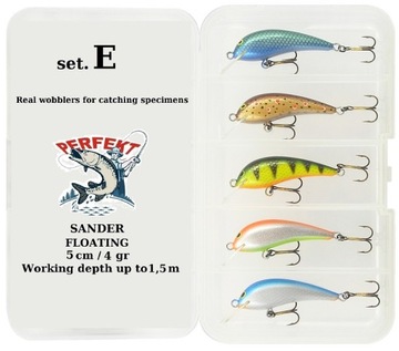 5 x WOBLER BONITO SANDER 5cm/4gr pływający + BOX E