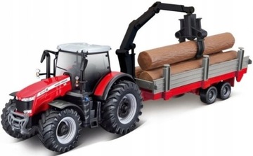 Traktor Massey Ferguson 8740S przyczepa do drewna BBURAGO