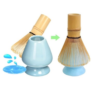 ZESTAW PĘDZEL DO HERBATY PODSTAWKA POD CHASEN DO MATCHY CERAMICZNA