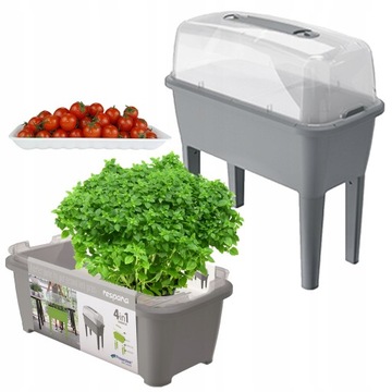 Популярный набор плантаторов парникового ресурса 77x39x H82 см. Каменный серой