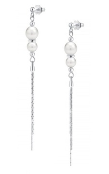 Kolczyki wykonane ze srebra długie z perłami efektowne wiszące eleganckie