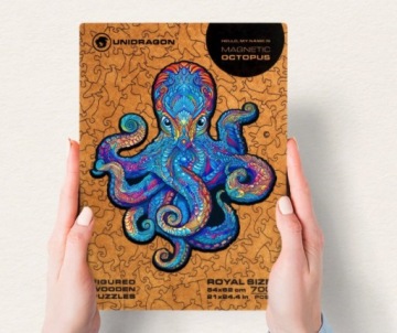 PUZZLE DREWNIANE DLA DOROSŁYCH MAGNETYCZNA OŚMIORNICA M