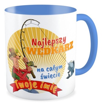 Kubek niebieski NAJLEPSZY WĘDKARZ Twoje imię