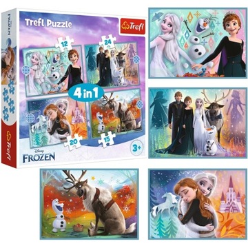 PUZZLE 4W1 NIEZWYKŁY ŚWIAT KRAINY LODU FROZEN TREFL 3+