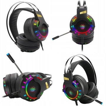 ИГРОВЫЕ НАУШНИКИ RGB LED МИКРОФОН РАЗЪЕМ USB