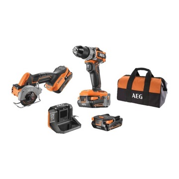 Zestaw akumulatorowy 18V AEG JP18A2SBL-202B 2xAku 2,0Ah/4,0 Ah + Ładowarka