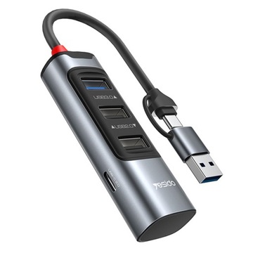 YESIDO HB19 USB + Type C Hub Adapter Converter to USB 3.0 + 2xUSB 2.0 + PD