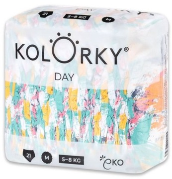 Pieluszki Kolorky Day MAZIAJKI M 5-8 kg 21 szt EKO - Bezpieczne dla skóry
