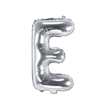 Balon foliowy litera E, srebrny, 35 cm