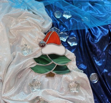 Витражная елка, кулон, елка Тиффани