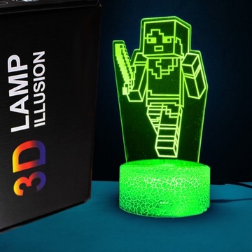 3D светодиодный USB-ночник + пульт дистанционного управления Игра Minecraft