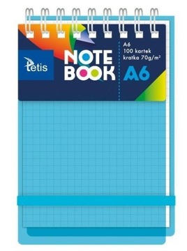 KOŁONOTATNIK A6/100K KRATKA PP NIEBIESKI, TETIS