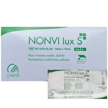 Kompres włókninowy jałowy 40G 4W 10cmx10cm NONVI lux 5sztx20 szt 5 blistrów