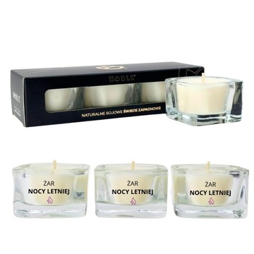 Żar Nocy Letniej 3x Sojowa Świeca Zapachowa Oprawa Tealight Świecznik Noble
