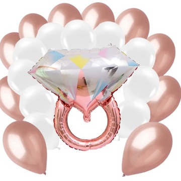 ZESTAW BALONY PIERŚCIONEK +20x PANIEŃSKI ROSE GOLD