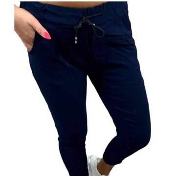 S403 SPODNIE GNIECIONE WIĄZANE GŁADKIE GRANATOWE r. 48 (4XL)