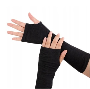 Rękawiczki bez palców mitenki gładkie czarne