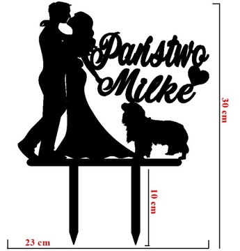 ТОППЕР с собакой для свадебного торта Жених и Невеста и кавалерийский королевский пес.