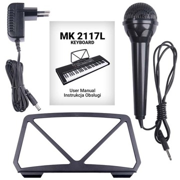 DUŻY KEYBOARD ORGANY PIANINO DO NAUKI 61KL PODŚWIETLANE KLAWISZE LED+STATYW