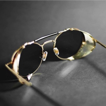 СОЛНЦЕЗАЩИТНЫЕ ОЧКИ KINGSEVEN STEAMPUNK LEONKS КРУГЛЫЕ РЕТРО ЗОЛОТЫЕ