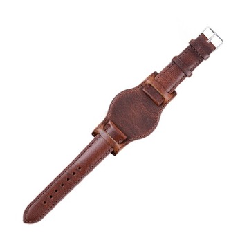 Skórzany pasek do zegarka dla kobiet i mężczyzn Klasyczna opaska z metalową klamrą brązowa 18 mm