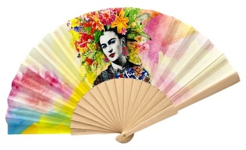Drewniany wachlarz z dodatkiem tkaniny, wachlarz dekoracyjny Frida Kahlo