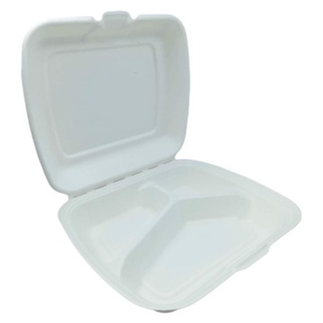 Menu box trójdzielny 230x205 pulpa trzcinowa 50szt