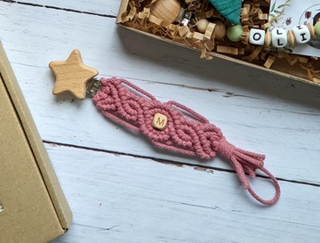 zawieszka klips do smoczka makrama pleciona boho