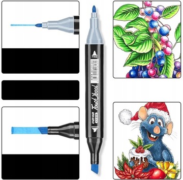 MARKERY ALKOHOLOWE FLAMASTRY MAZAKI PISAKI DWUSTRONNE ZESTAW 120SZT + TORBA