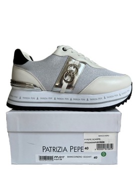 Patrizia Pepe sneakersy adidasy srebrne białe r.40