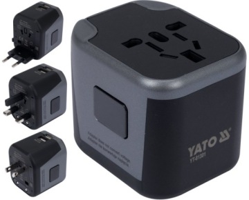 АДАПТЕР YATO TRAVEL АДАПТЕР С ЗАРЯДНЫМ УСТРОЙСТВОМ 2XUSB США Великобритания ЕС 150 СТРАН