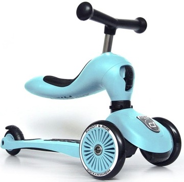 SCOOTANDRIDE BlueBerry ZESTAW HULAJNOGA Jeździk 2w1 + KASK z LED XXS do S 1