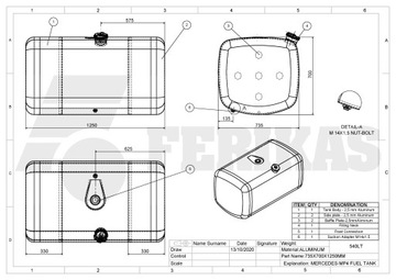 NOVÝ NÁDRŽ PALIVA ACTROS MP4 540L A9604707502