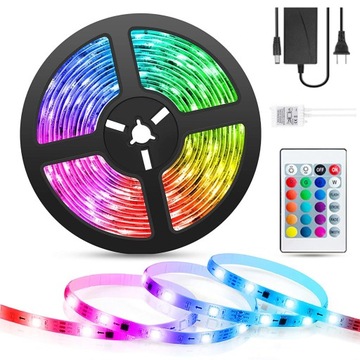 TAŚMA LED 5050 + PILOT WODOODPORNA 5M RGB KOLOROWA