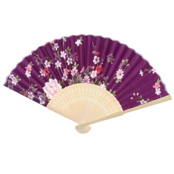 2x Hand Held Fans Silk Bamboo Folding Fan for