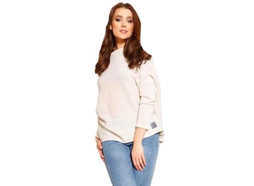 SWETEREK OVERSIZE TUNIKA SWETER WOOL ODKRYTE RAMIĘ