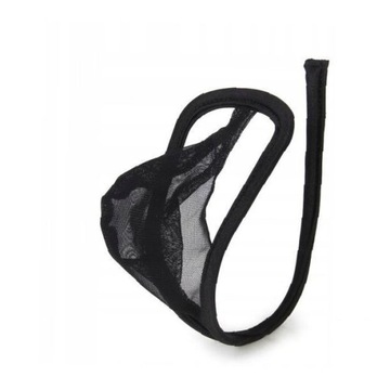 Black Mens C string Mesh Stretch Pouch