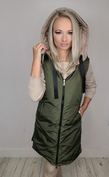 ЖИЛЕТ ЖЕНСКИЙ ДВУСТОРОННИЙ, С РУКАВАМИ С КАПЮШОНОМ, ТЕПЛЫЙ, стеганый, размеры S-7XL