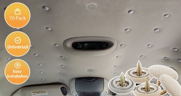 Ремкомплект обивки потолка автомобиля 70 шт. + отвертка + сантиметр