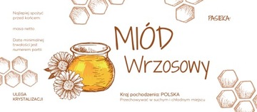 Etykieta Naklejka na MIÓD WRZOSOWY 100SZT 125x55