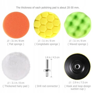 19 ПОЛИРОВАЛЬНЫЕ ГУБКИ WINOMO 3 С ПЕРЕХОДНИКОМ М10.