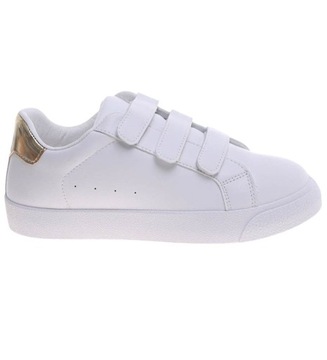 Trampki damskie Białe tenisówki buty na rzepy Sneakersy 16244 39