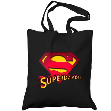 Torba ekologiczna bawełniana czarna- Super Dziadek