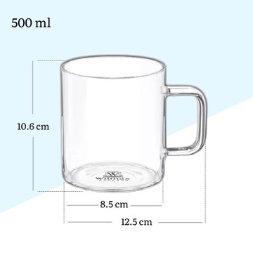 Стеклянная кружка для чая и кофе термостойкое стекло Wilmax 500мл набор из 6 шт.