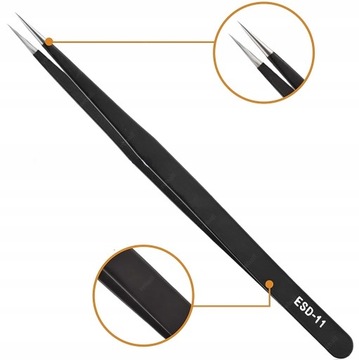 10 прецизионных пинцетов, металлические пинцеты, пинцеты для бровей ESD + щипцы для платонов